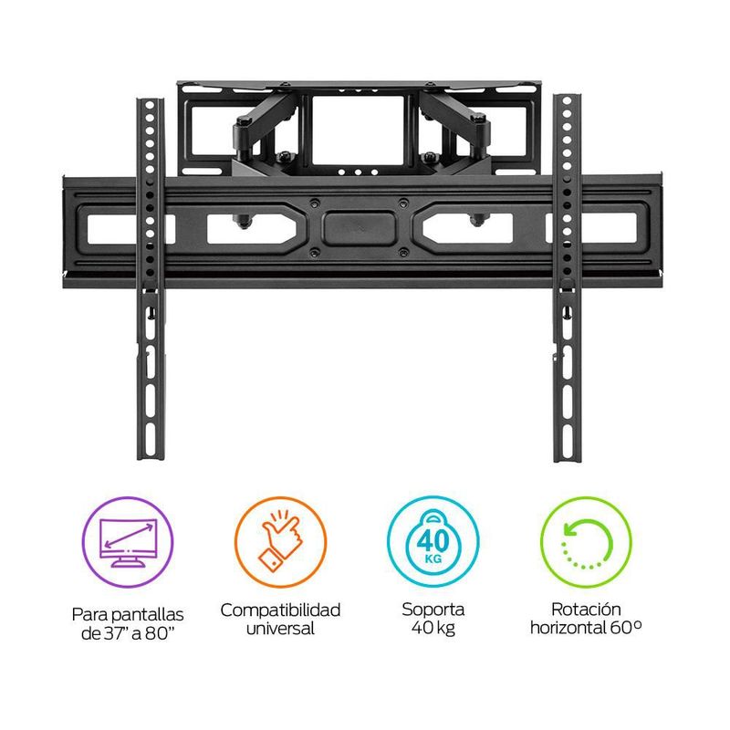 Soporte para TV de 37” a 80” Pulgadas con Brazo Móvil Extensible y Altura Ajustable