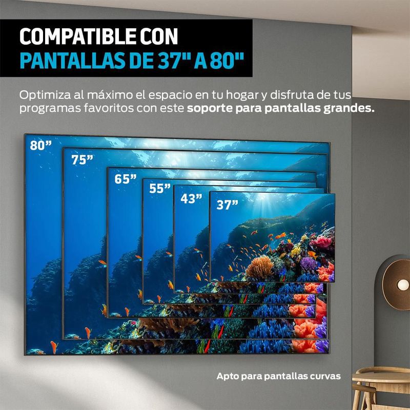 Soporte para TV de 37” a 80” Pulgadas con Brazo Móvil Extensible y Altura Ajustable
