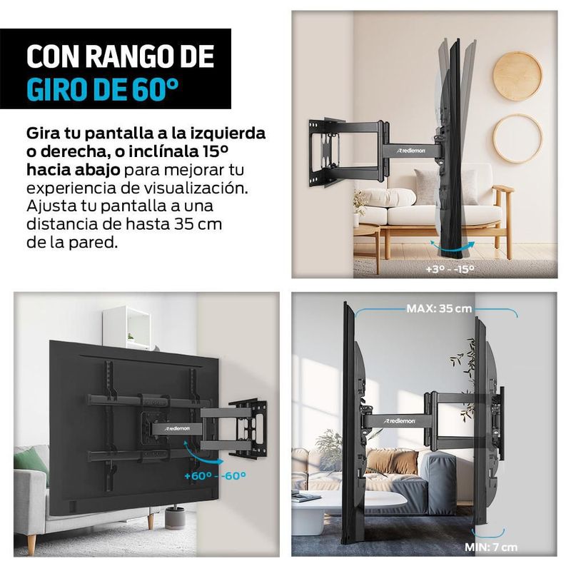 Soporte para TV de 37” a 80” Pulgadas con Brazo Móvil Extensible y Altura Ajustable