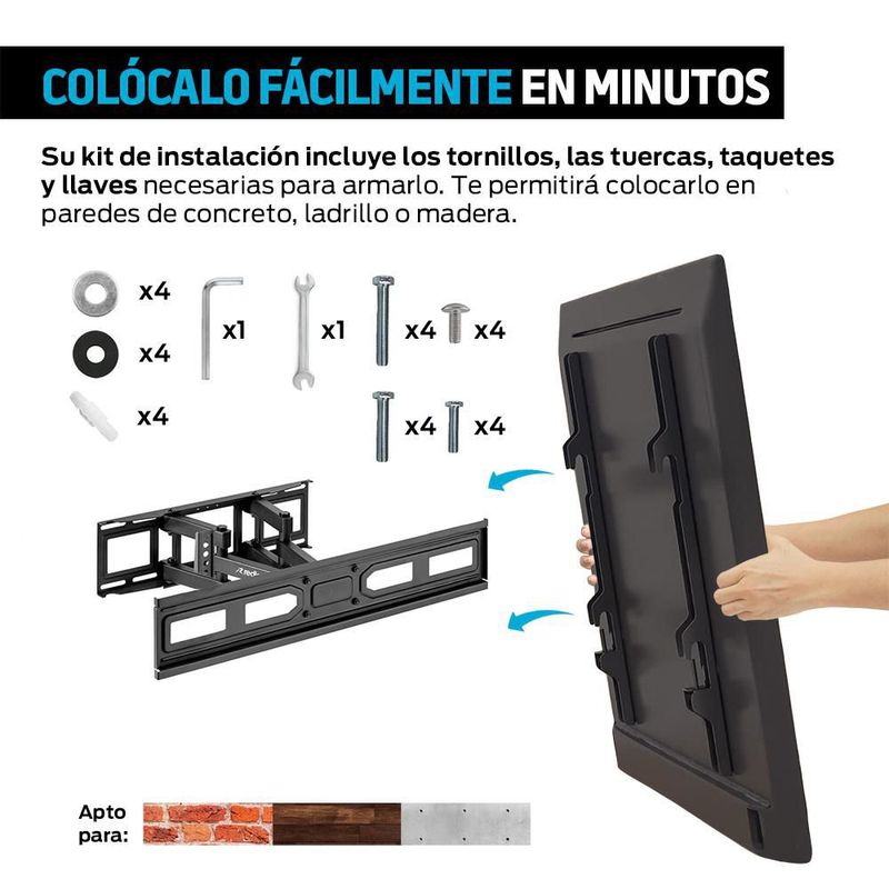 Soporte para TV de 37” a 80” Pulgadas con Brazo Móvil Extensible y Altura Ajustable
