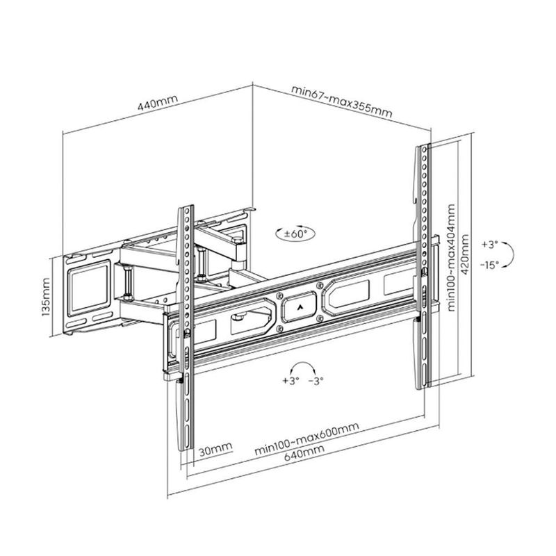 Soporte para TV de 37” a 80” Pulgadas con Brazo Móvil Extensible y Altura Ajustable