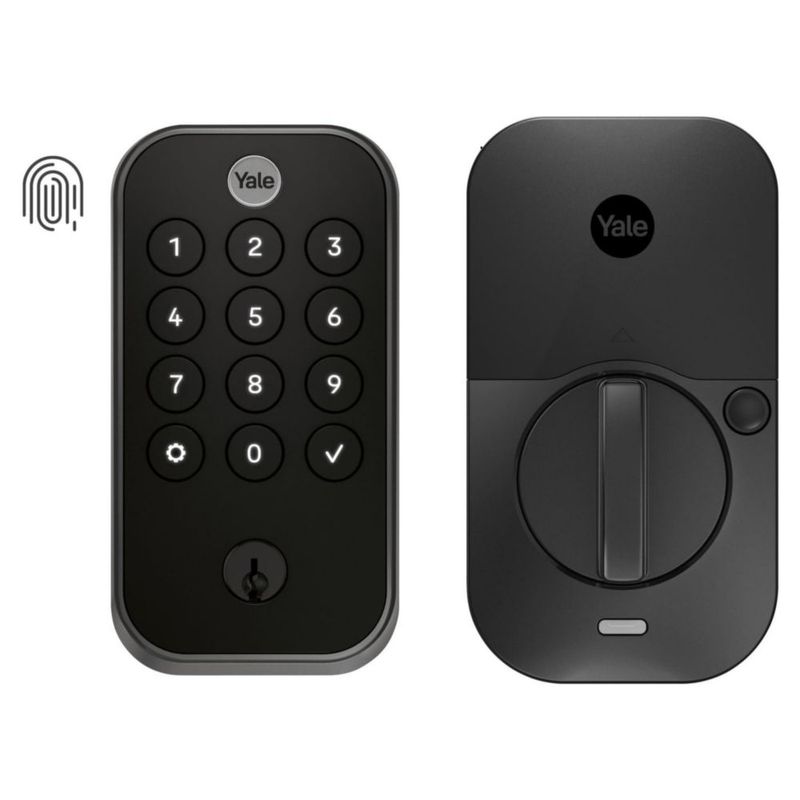 Yale Assure Lock 2 Touch Deadbolt - Cerradura de puerta de entrada de gamuza negra con teclado digital táctil y escáner de huell