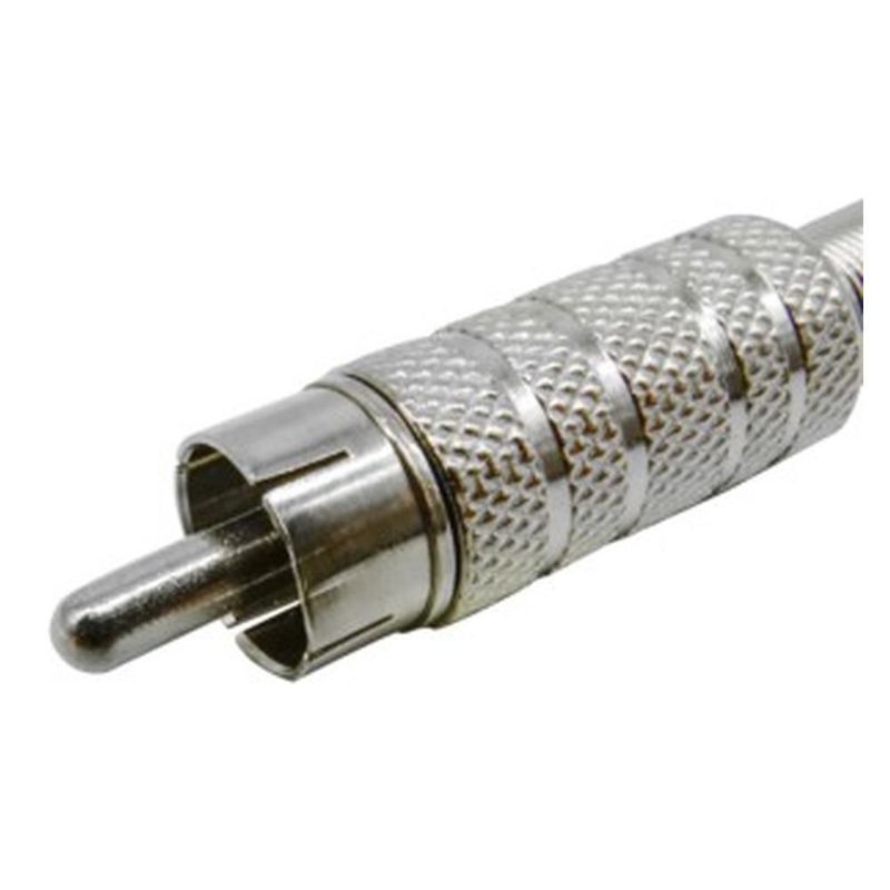 Plug rca de metal con protector de cable mediano metálico
