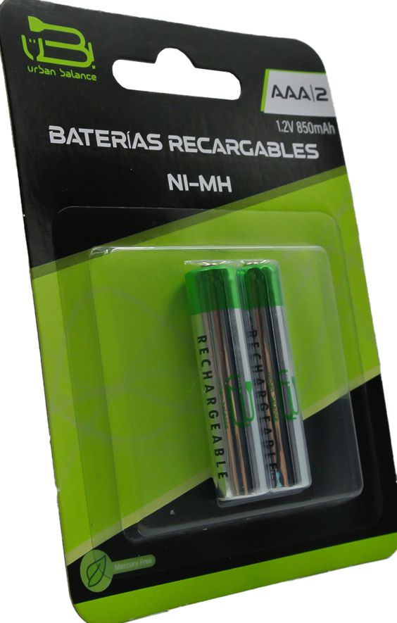 Baterías Recargables de Níquel-Metalhidruro AAA 2 Piezas