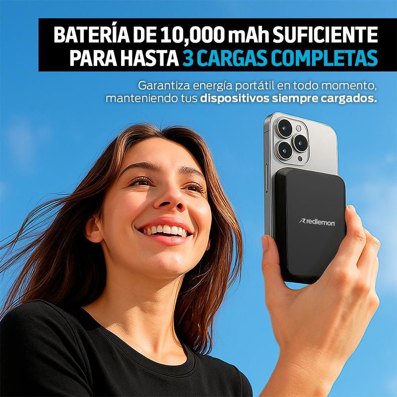 Power Bank Inalámbrico Magnético de 10,000 mAh Carga Rápida