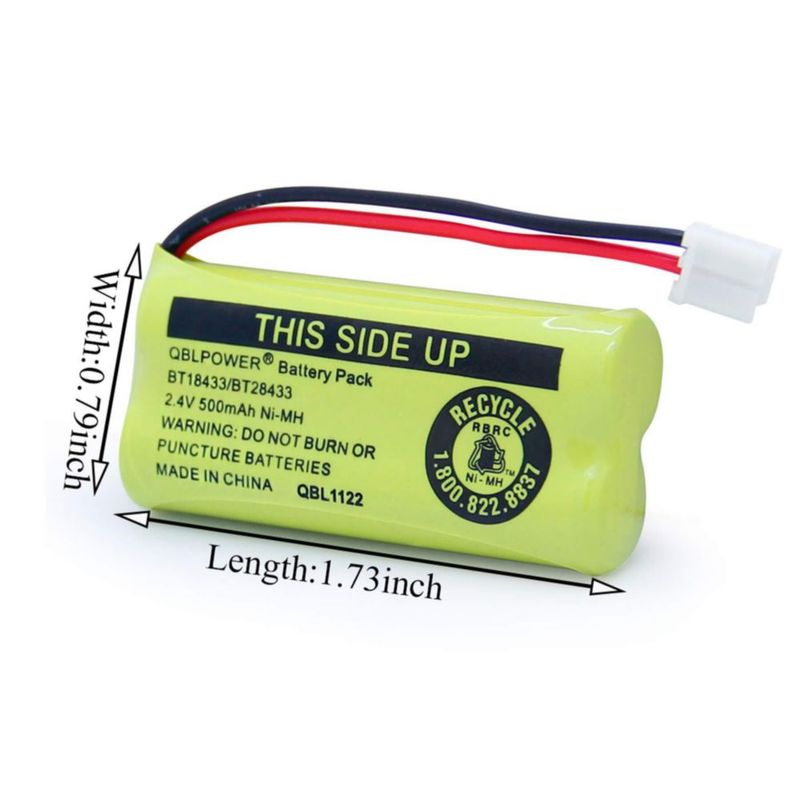 Paquete de 4 Baterías Recargables QBLPOWER BT18433 2.4V 500mAh
