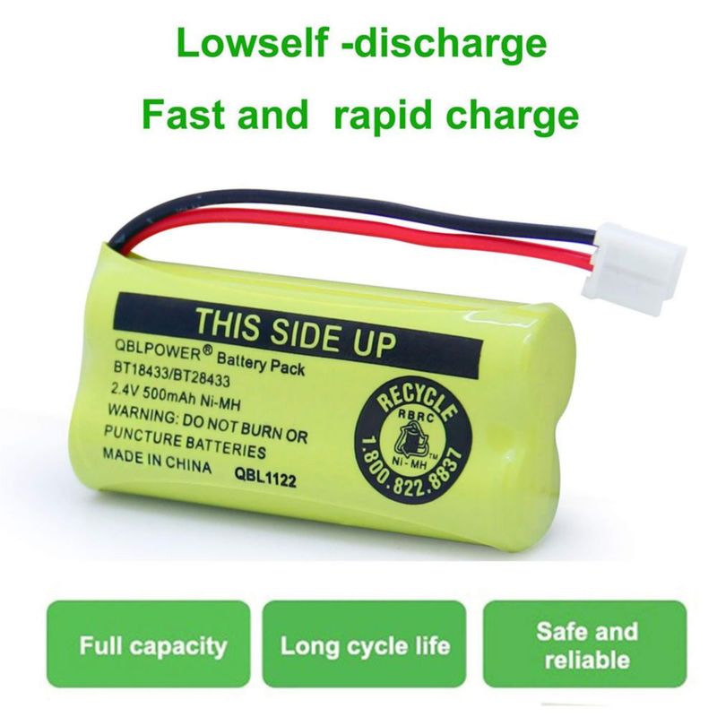 Paquete de 4 Baterías Recargables QBLPOWER BT18433 2.4V 500mAh