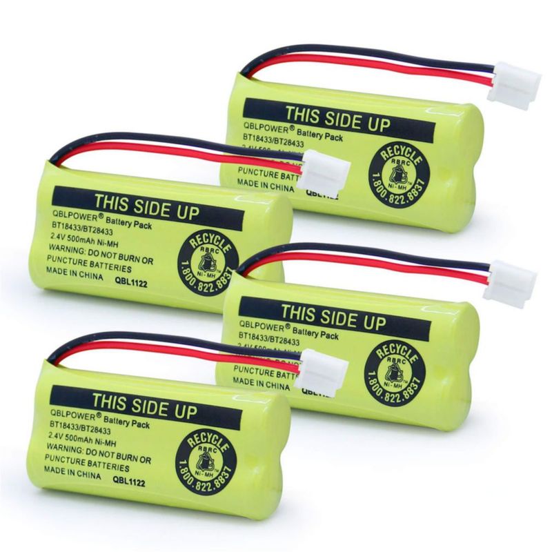 Paquete de 4 Baterías Recargables QBLPOWER BT18433 2.4V 500mAh