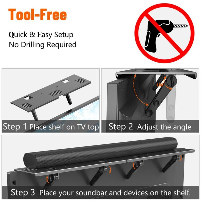 Soporte para Barra de Sonido CUISIBOT Estante de Acero para TV Compatible con Barras de Sonido hasta 7 kg