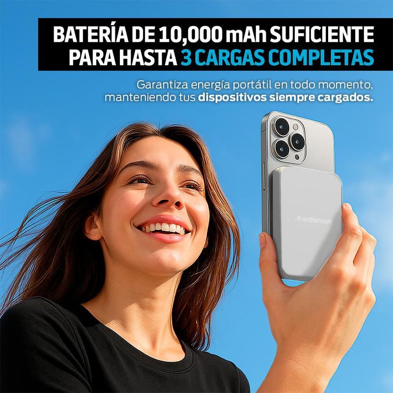 Power Bank Inalámbrico Magnético de 10,000 mAh Carga Rápida