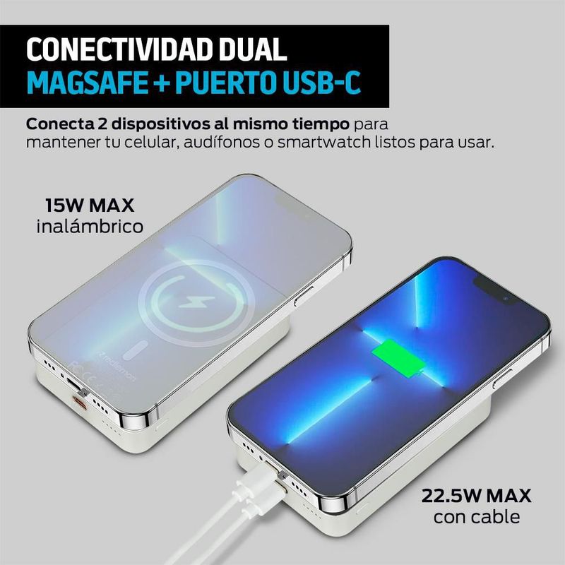 Power Bank Inalámbrico Magnético de 10,000 mAh Carga Rápida