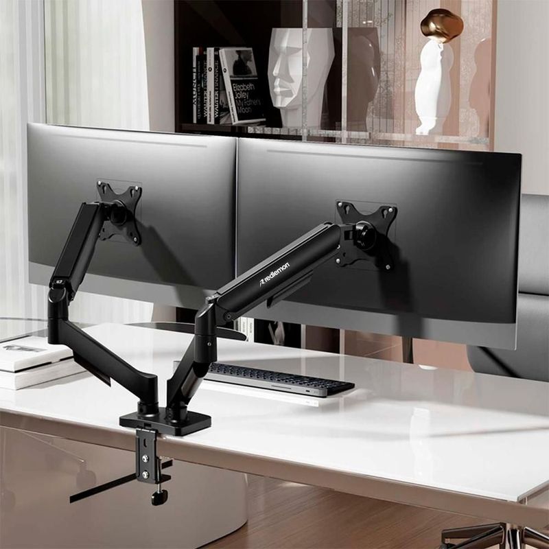 Soporte Hidráulico para 2 Monitores de Hasta 27” Ajustable