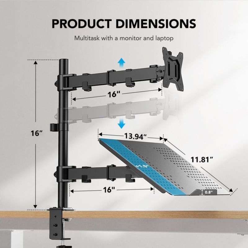 Soporte para monitor portátil HUANUO con capacidad para pantallas de 13 a 32 pulgadas 22 libras