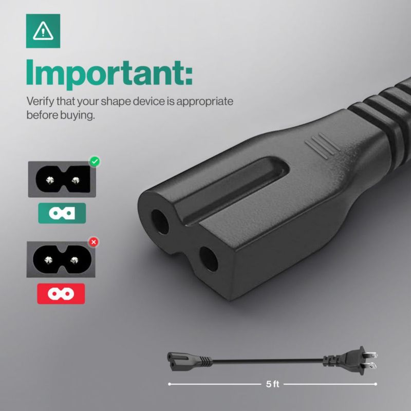 Cable de alimentación LORDTRONICS C7P 0.9 m 2 clavijas polarizadas