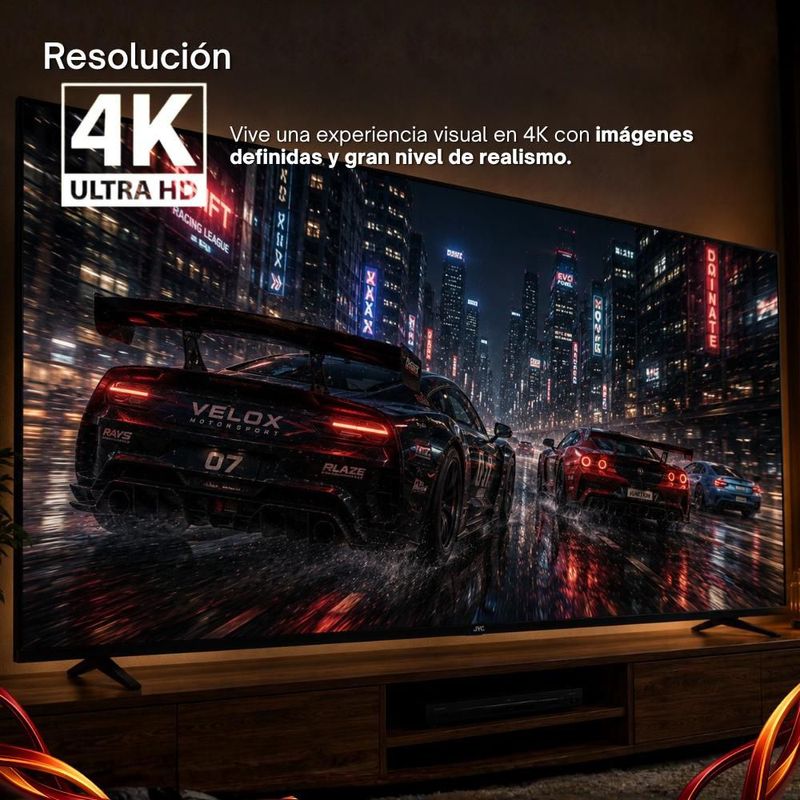 JVC Pantalla Televisión Smart TV 70 Pulgadas LED 4K UHD Roku Frameless Dolby Audio 3 HDMI 2 USB 1 AV SI70URF