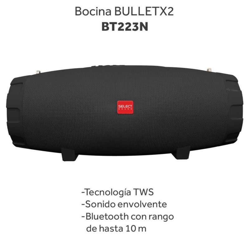 Bocina Inalámbrica Bluetooth Recargable Modelo Bullet-X2 Tws Radio Fm BT223