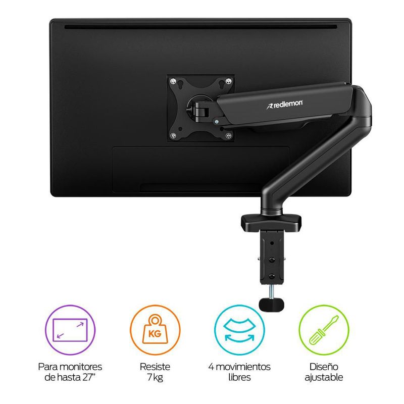 Soporte Hidráulico para Monitor de Hasta 32” Ajustable