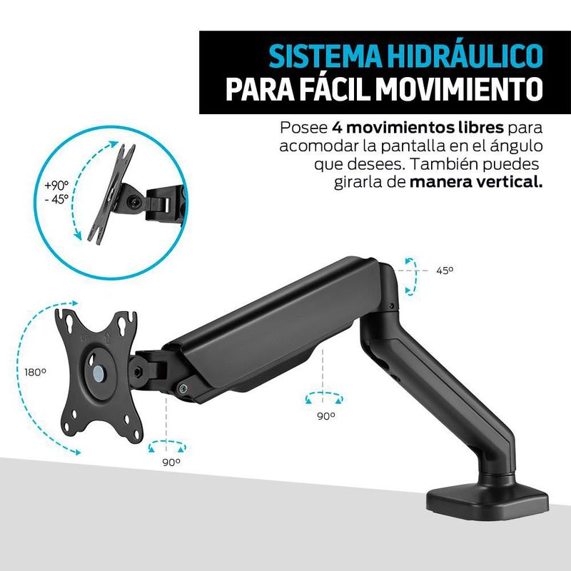 Soporte Hidráulico para Monitor de Hasta 32” Ajustable