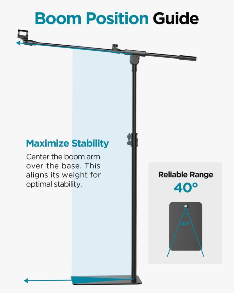Soporte para micrófono InnoGear con brazo articulado ajustable y base de hierro resistente