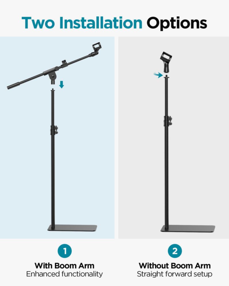 Soporte para micrófono InnoGear con brazo articulado ajustable y base de hierro resistente