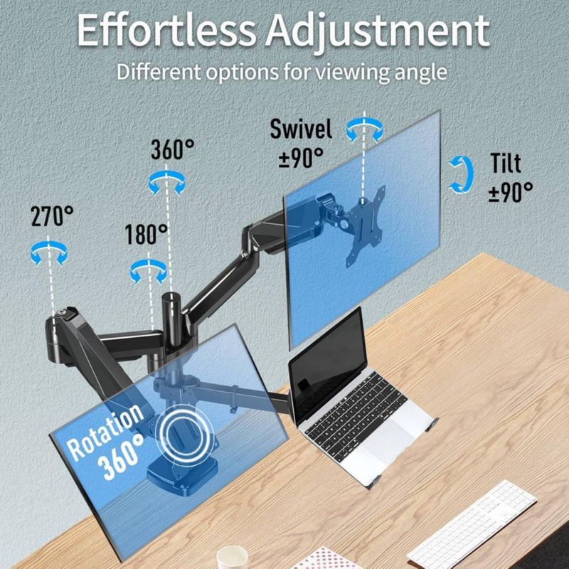 Soporte para monitor y portátil MOUNTUP Dual para 2 personas de hasta 27 pulgadas