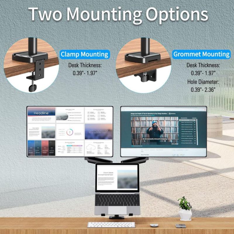 Soporte para monitor y portátil MOUNTUP Dual para 2 personas de hasta 27 pulgadas