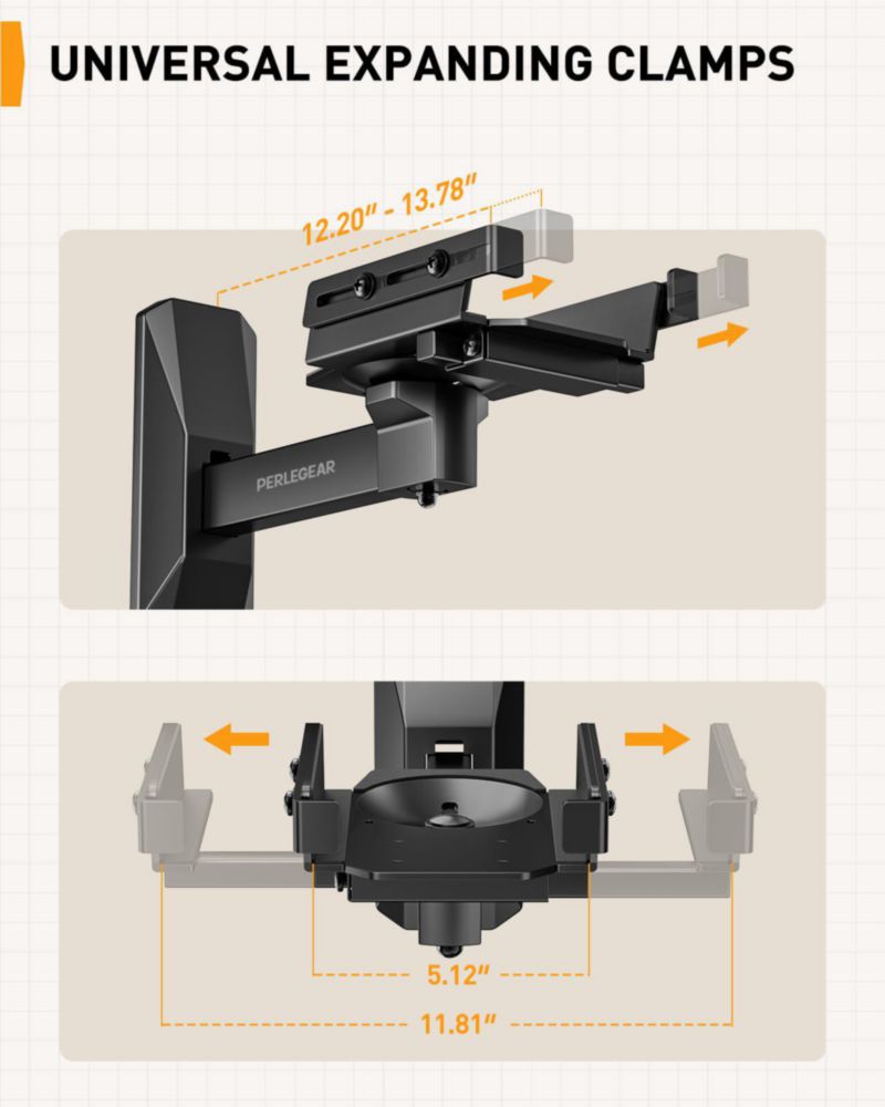 Soportes de pared para parlantes Perlegear con doble abrazadera inclinación y giro 25 kg