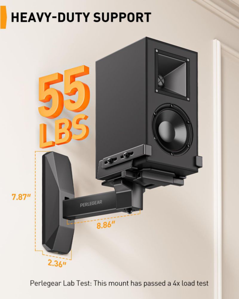 Soportes de pared para parlantes Perlegear con doble abrazadera inclinación y giro 25 kg