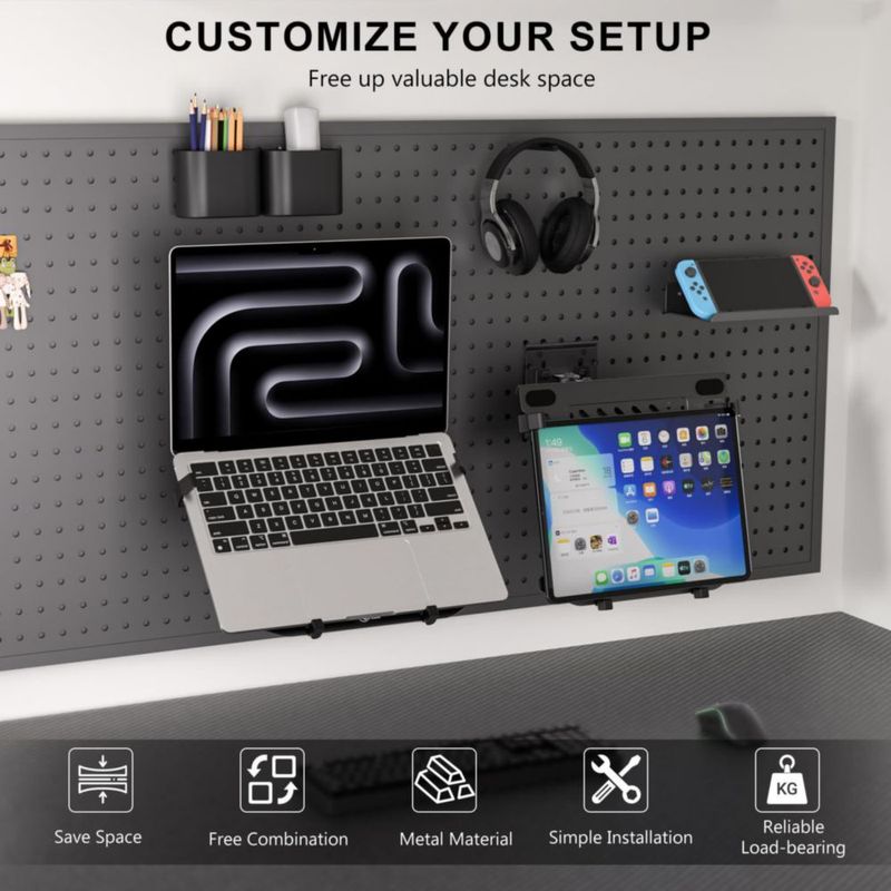 Soporte para monitor y portátil WALI con bandeja ventilada ajustable de 4 kg