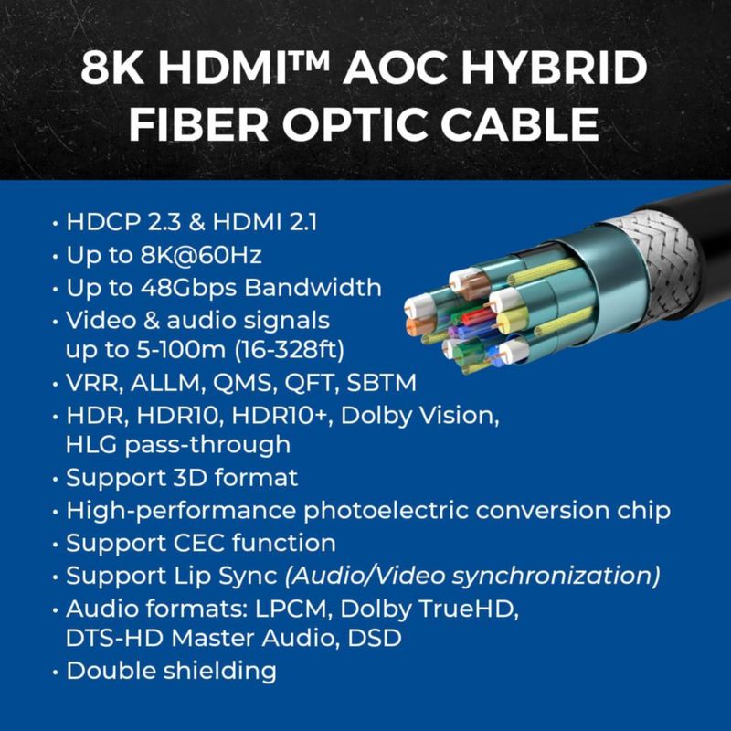 Cable HDMI OREI de 61 m 8K 60 Hz 4K 120 Hz HDR10+