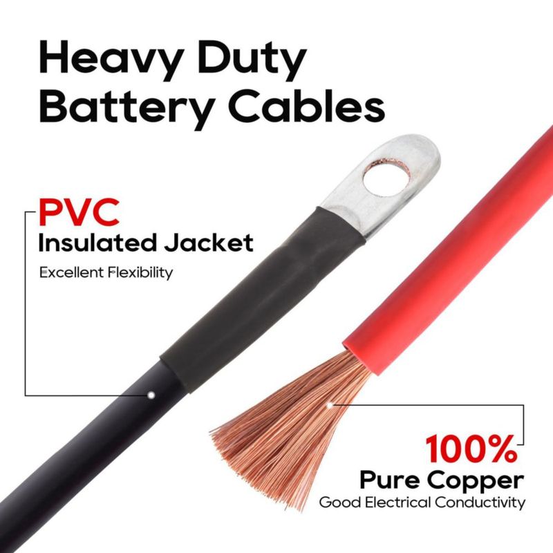 Cable de batería TOPDC 4 AWG de cobre de 61 cm con terminal de anillo de 3/8"
