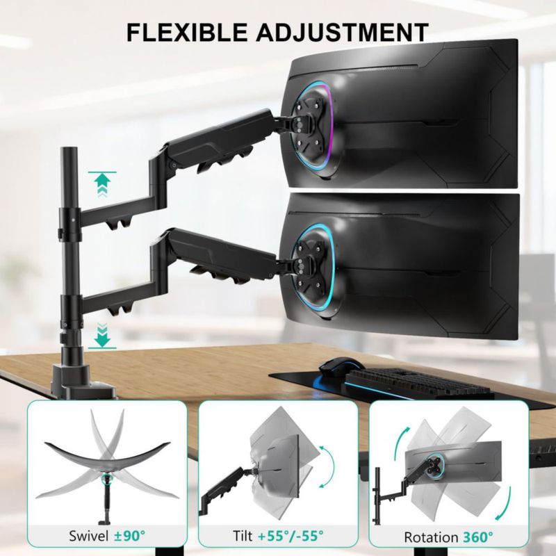 Soporte vertical doble para monitores WALI para pantallas de 17 a 49"