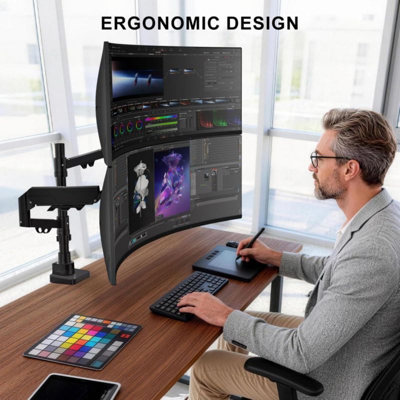 Soporte vertical doble para monitores WALI para pantallas de 17 a 49"