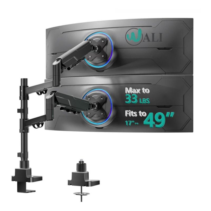 Soporte vertical doble para monitores WALI para pantallas de 17 a 49"
