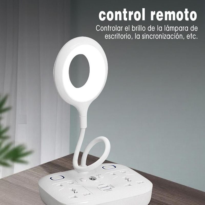 Enchufe y Lámpara de Escritorio 2 en 1,Regleta con Luz LED para Estudio y Trabajo, Base Estable con Tomas USB y Enchufe para Noche.HOGAWAY