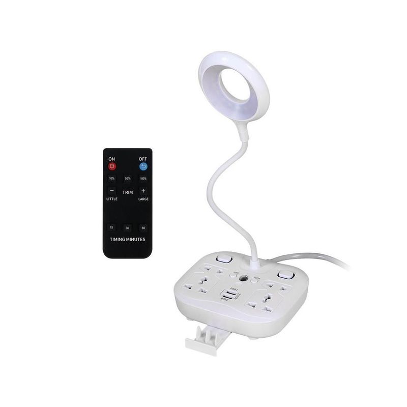 Enchufe y Lámpara de Escritorio 2 en 1,Regleta con Luz LED para Estudio y Trabajo, Base Estable con Tomas USB y Enchufe para Noche.HOGAWAY