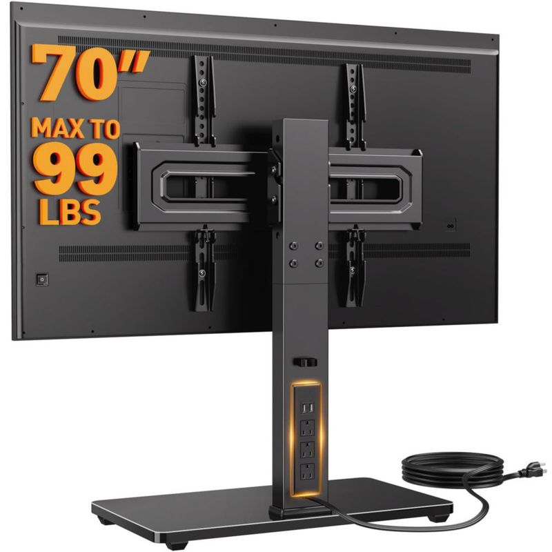 Soporte para TV Perlegear Giratorio 32-72" con Toma de Corriente Base de Vidrio
