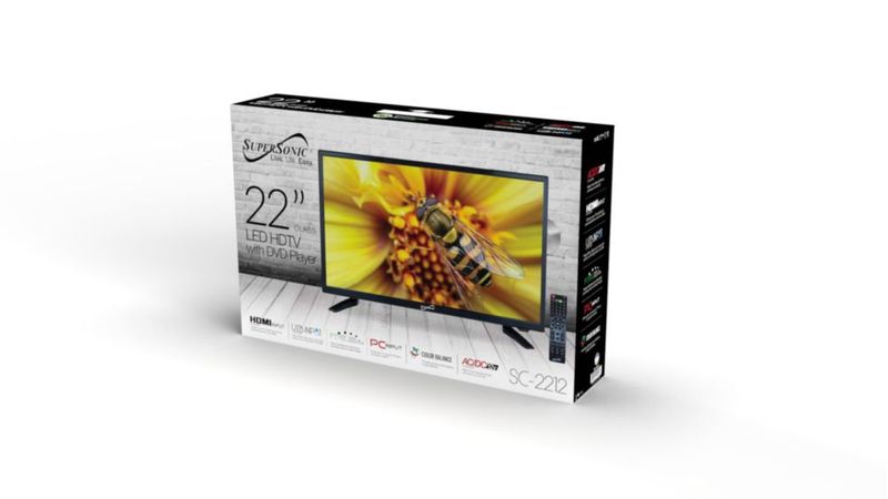 Televisión Supersonic SC-2212 22" HDTV DVD HDMI USB