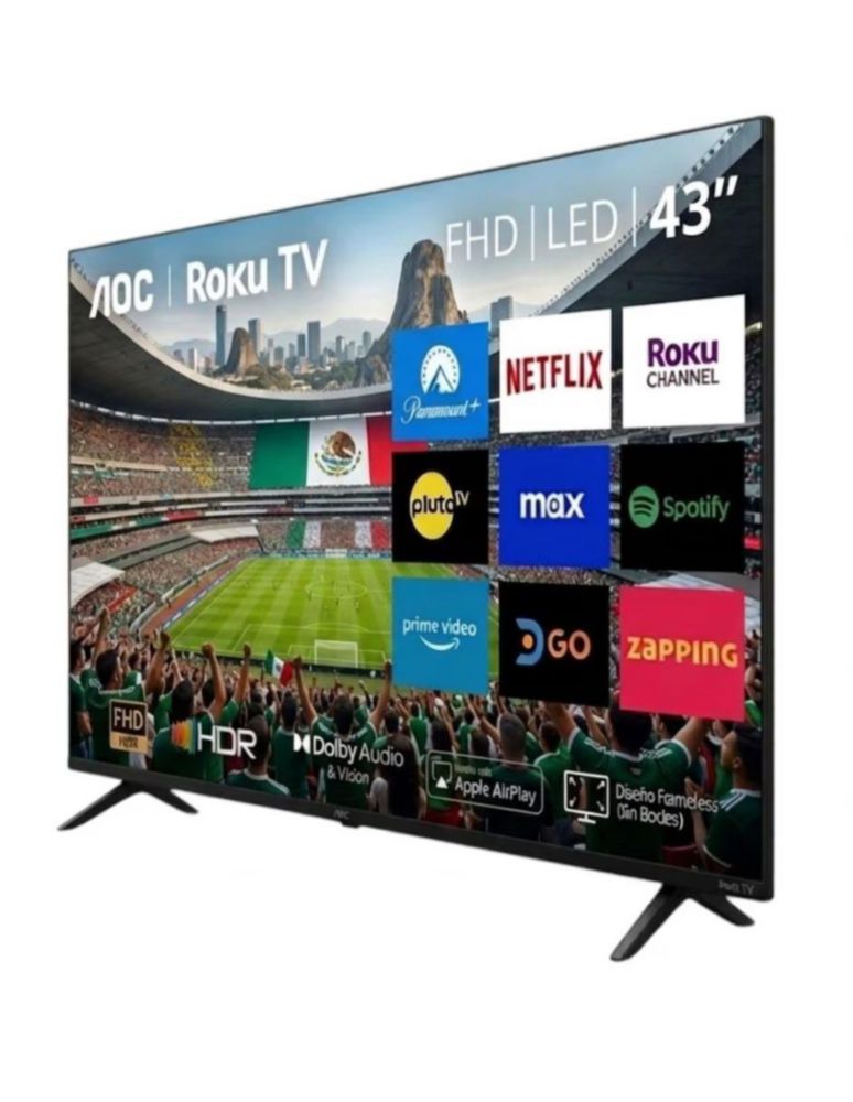 PANTALLA SMAR TV LED AOC DE 40 PULGADAS 43S5045 FULL HD CON ROKU TV