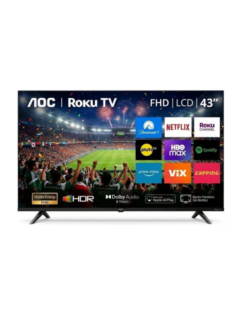 PANTALLA SMAR TV LED AOC DE 40 PULGADAS 43S5045 FULL HD CON ROKU TV