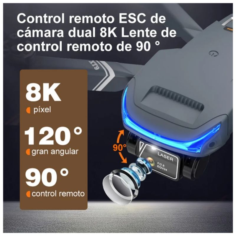 Dron Cuadricóptero A Control Remoto C/cámara 4k Hd, Color Gris Oscuro