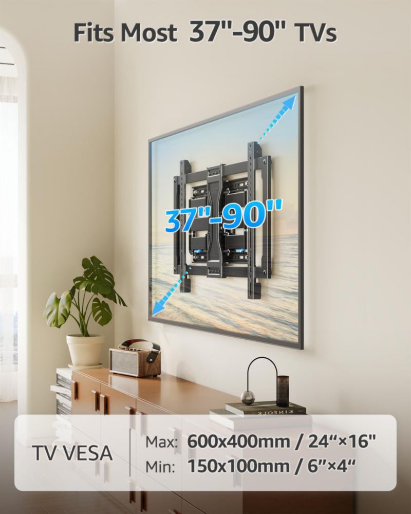 Soporte de pared para TV MOUNTUP ultradelgado movimiento completo 37-90"