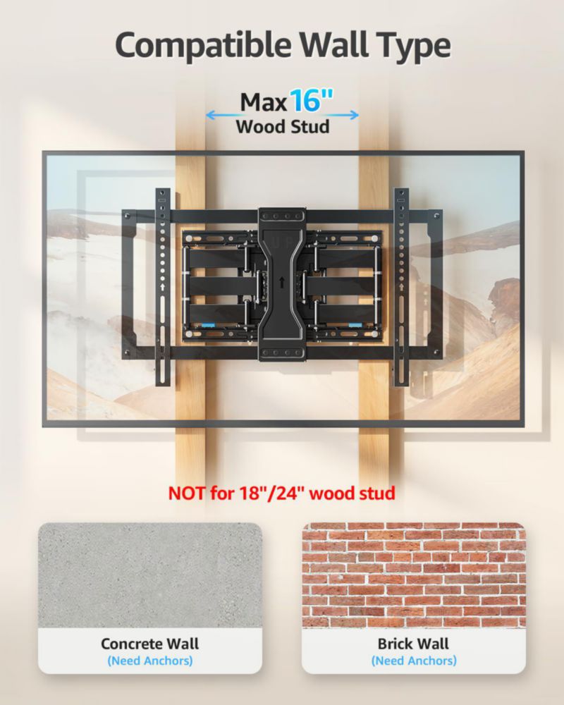 Soporte de pared para TV MOUNTUP ultradelgado movimiento completo 37-90"