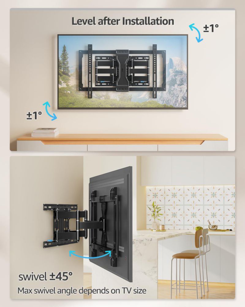 Soporte de pared para TV MOUNTUP ultradelgado movimiento completo 37-90"