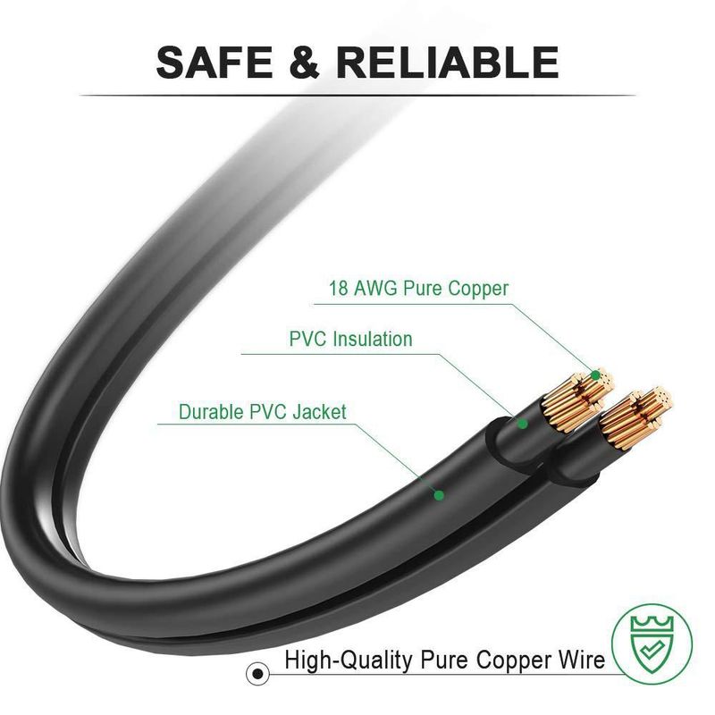 Cable de alimentación Bicmice 1.8 m con enchufe de pared de 2 clavijas para TV