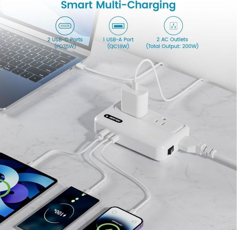 Convertidor de voltaje BESTEK 220V a 110V USB‑C 35W 300W