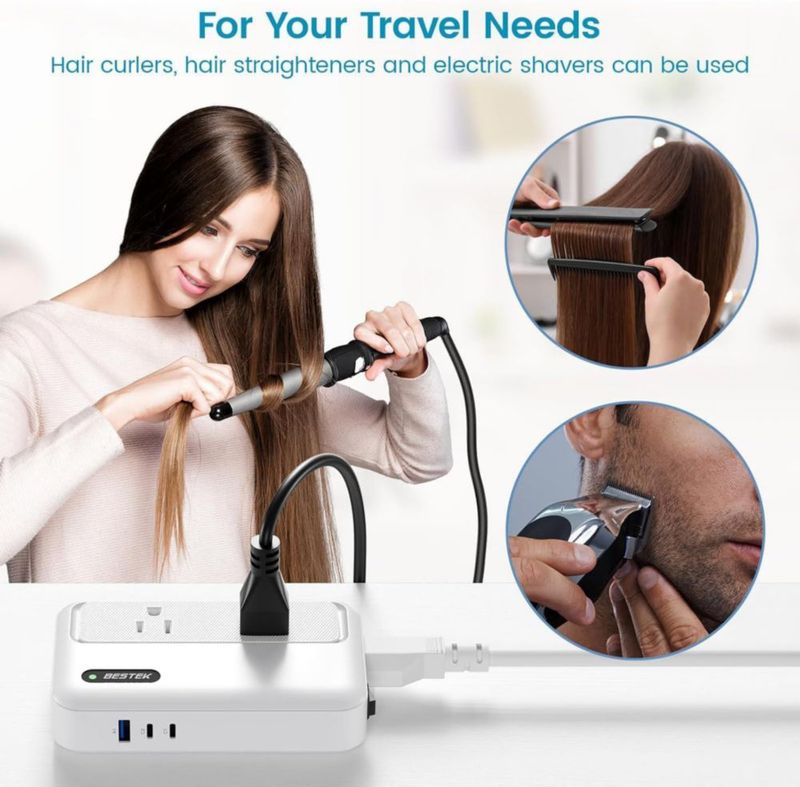 Convertidor de voltaje BESTEK 220V a 110V USB‑C 35W 300W