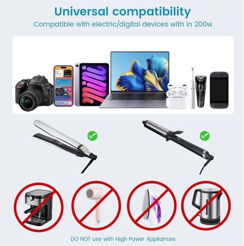 Convertidor de voltaje BESTEK 220V a 110V USB‑C 35W 300W