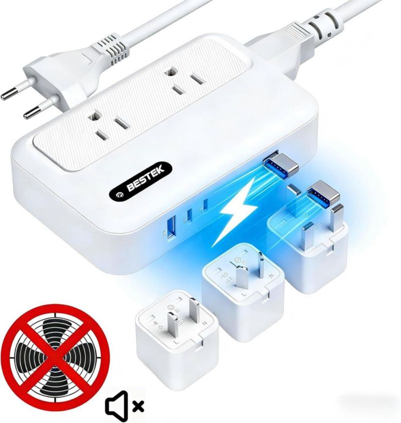 Convertidor de voltaje BESTEK 220V a 110V USB‑C 35W 300W