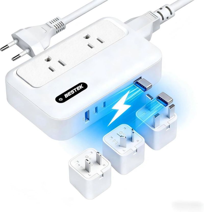 Convertidor de voltaje BESTEK 220V a 110V USB‑C 35W 300W